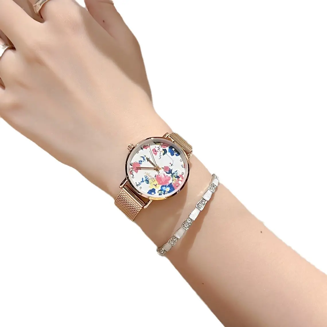 Korean Style Flower Diamond Watch for Girls