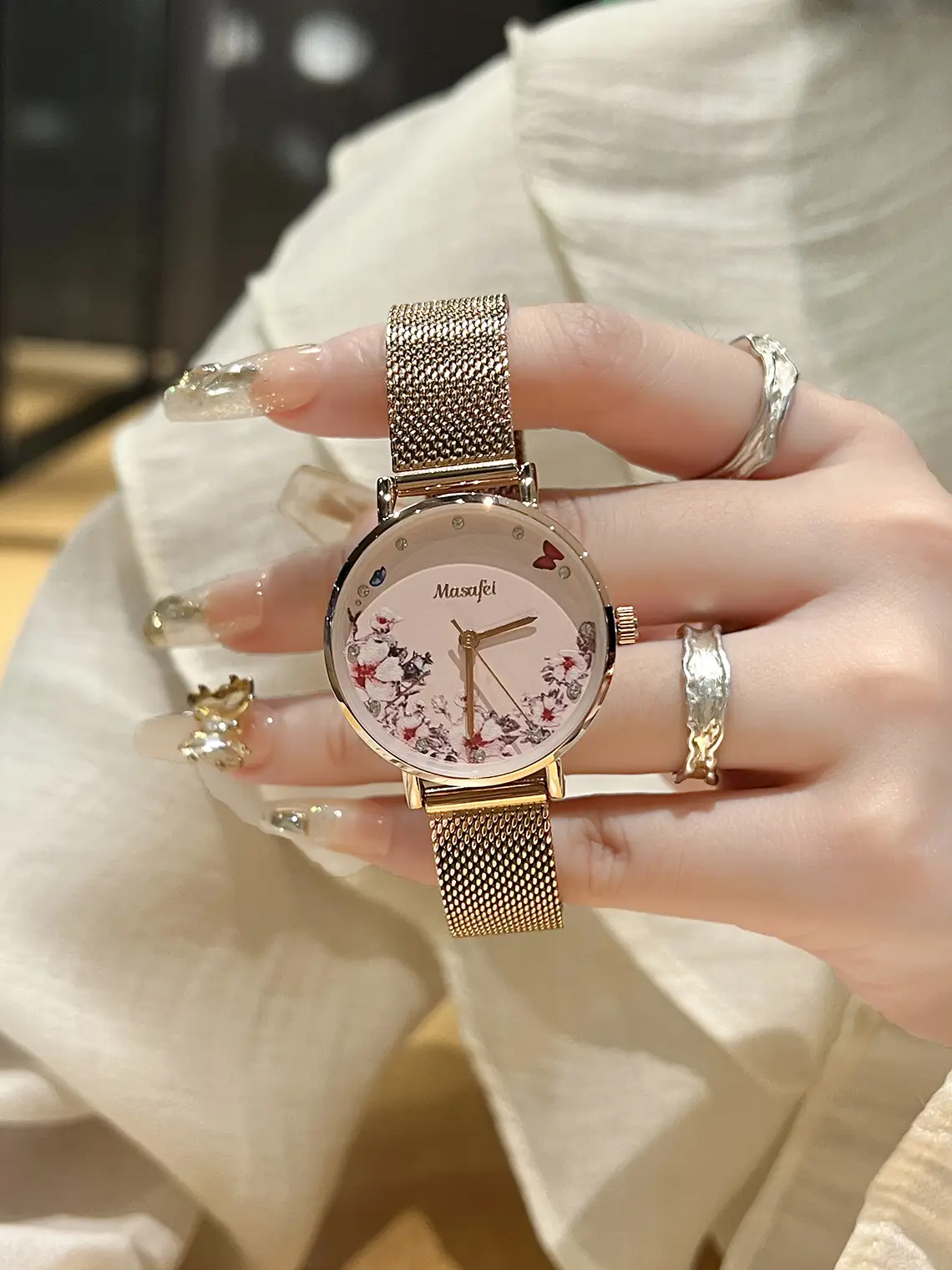 Korean Style Flower Diamond Watch for Girls — feature 6