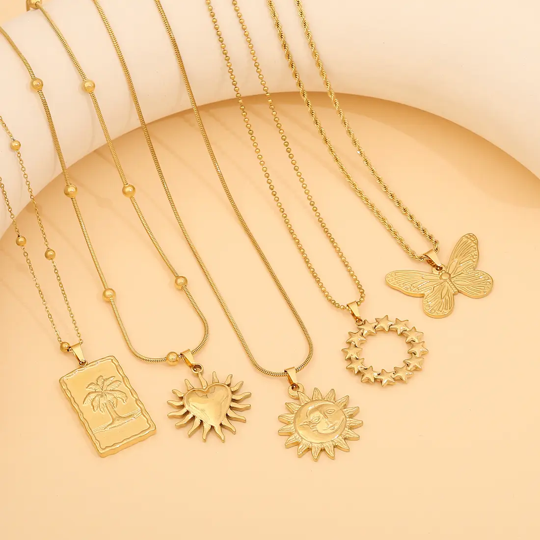 Stainless Steel Butterfly Sun Love Necklace Set - Image 9