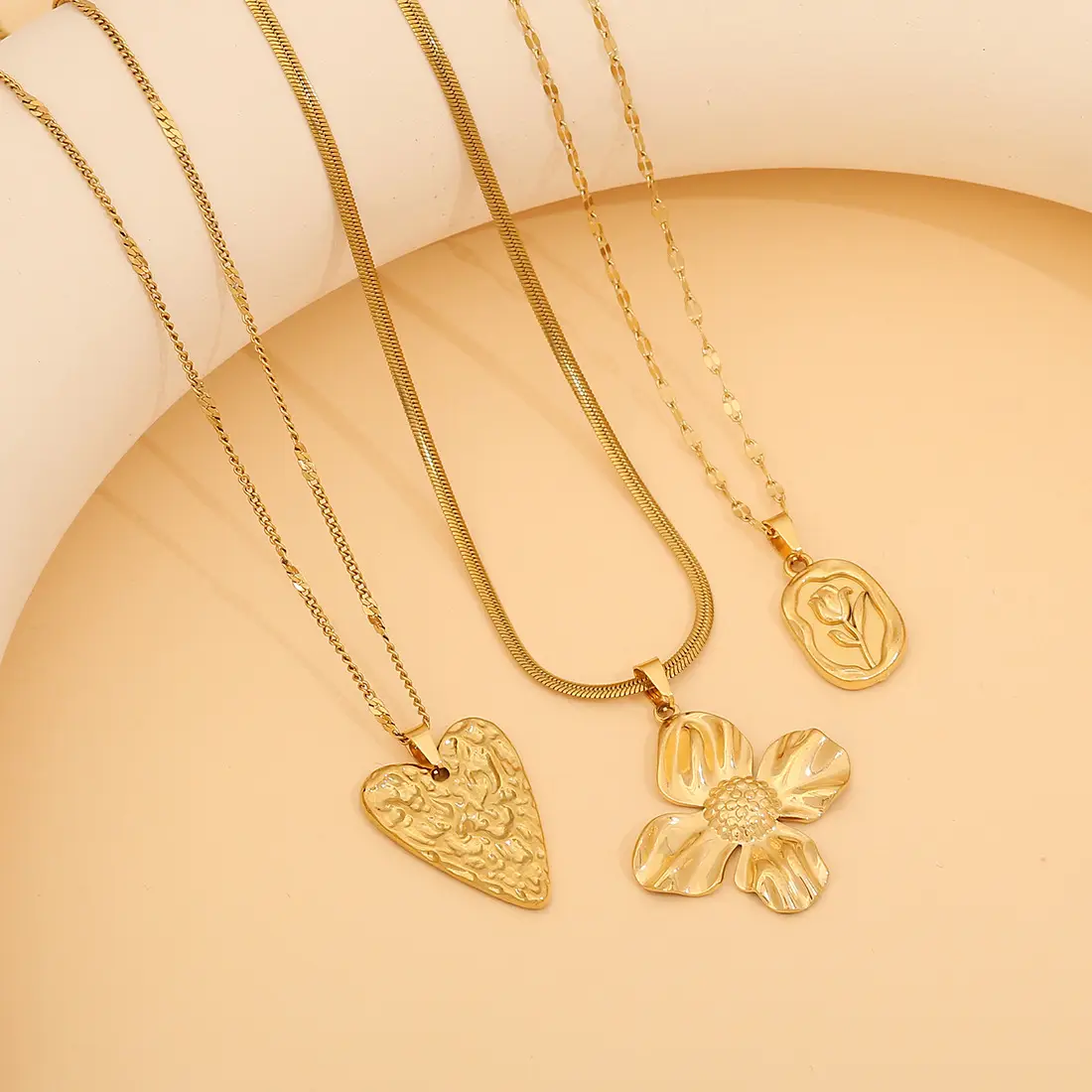 Stainless Steel Butterfly Sun Love Necklace Set - Image 10