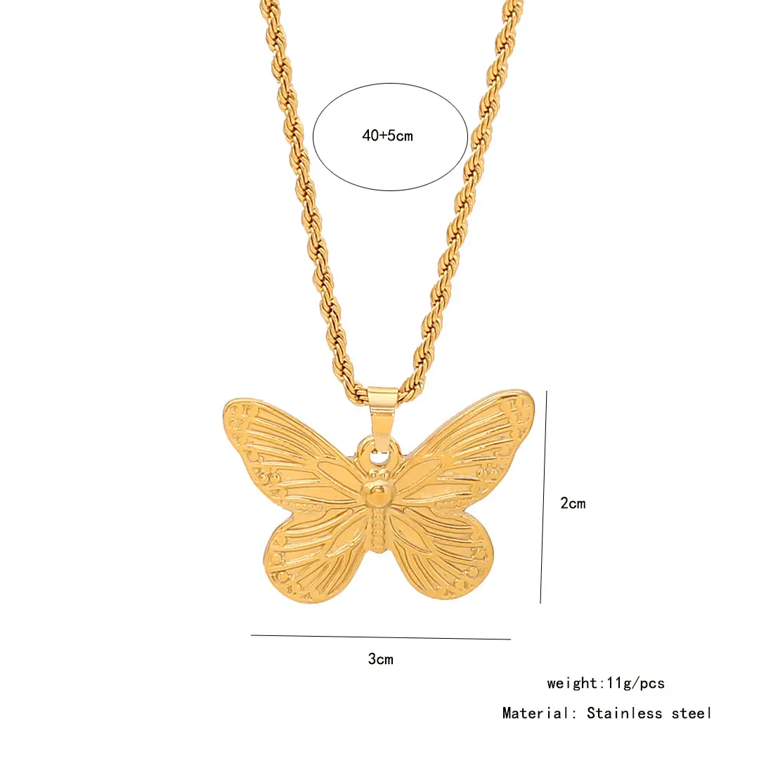Stainless Steel Butterfly Sun Love Necklace Set — feature 2