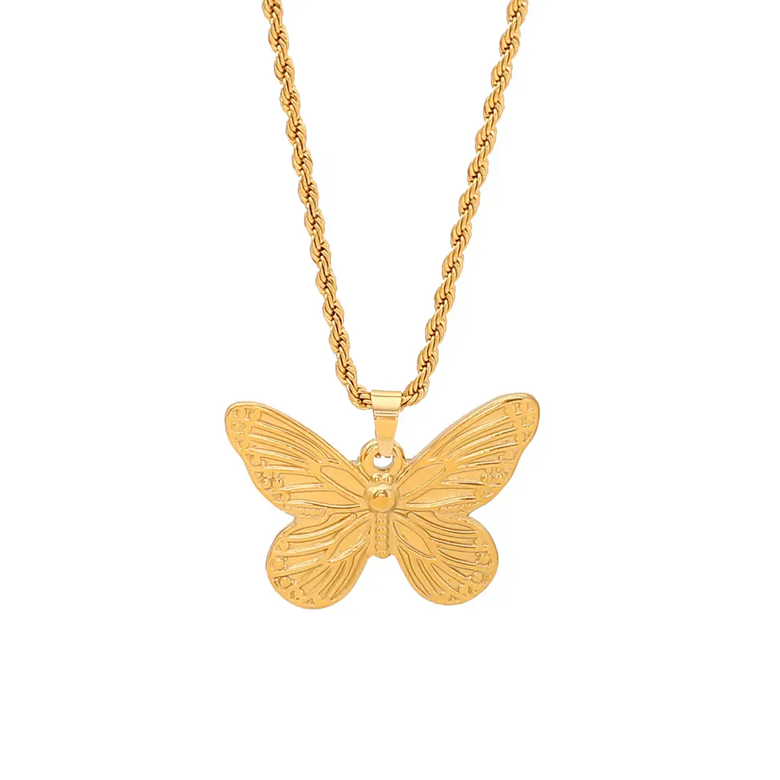Stainless Steel Butterfly Sun Love Necklace Set - Image 4