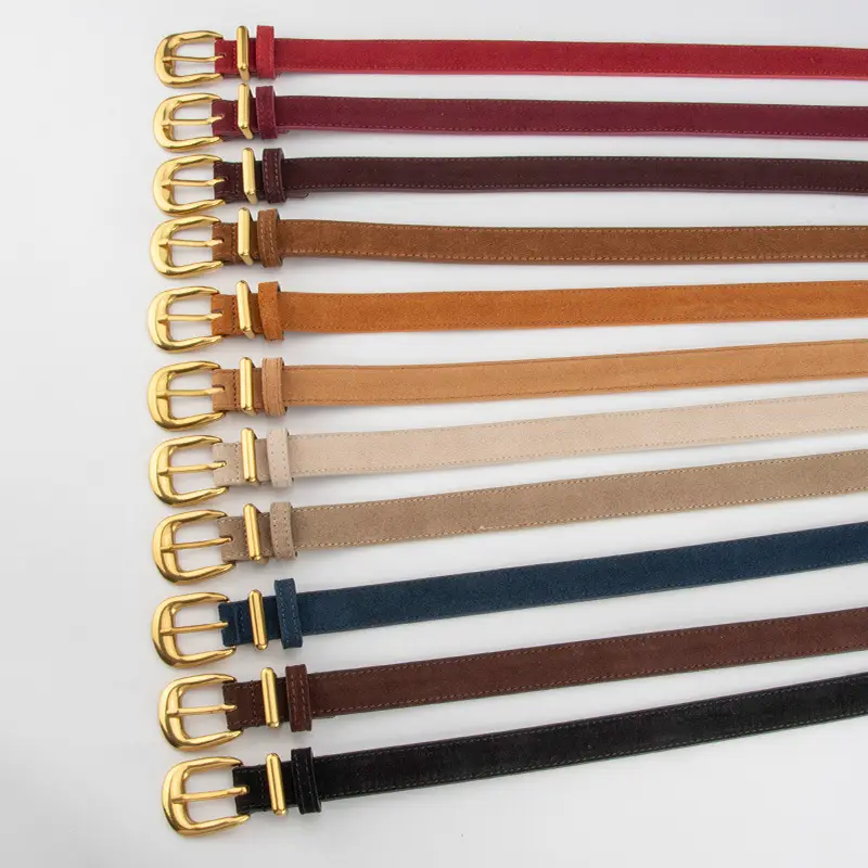 Frosted Velvet Women's Belt with Pin Buckle Red - Image 13