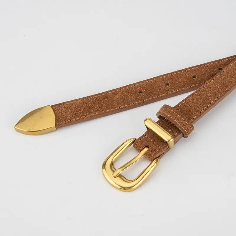 Frosted Velvet Women's Belt with Pin Buckle Red - Image 14