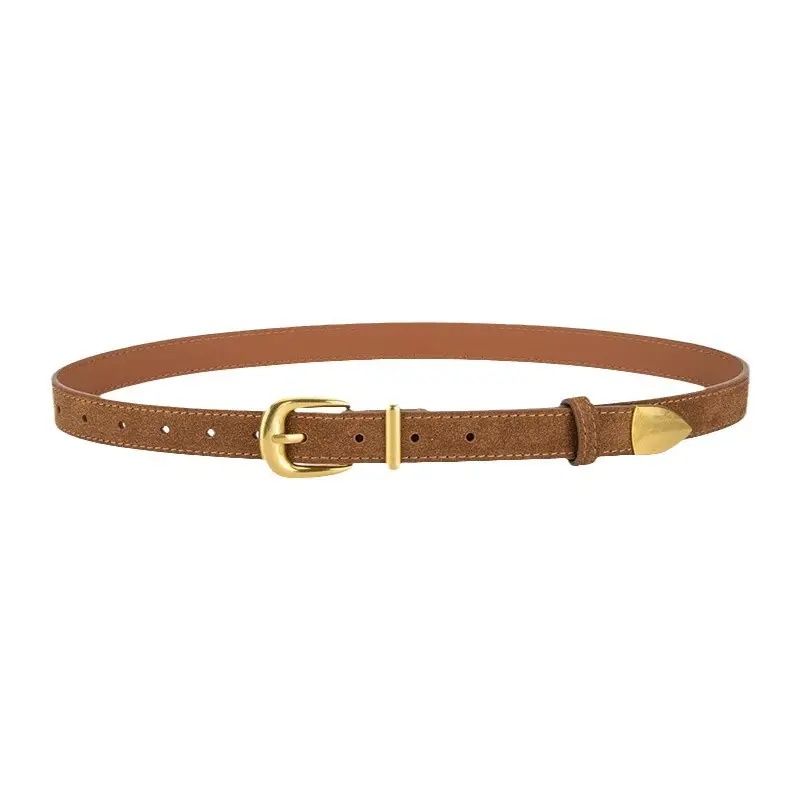 Frosted Velvet Women's Belt with Pin Buckle Red - Image 16