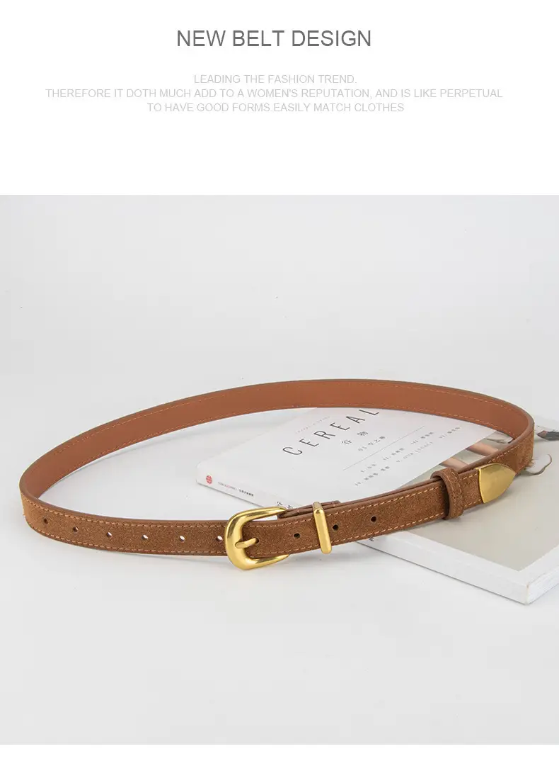 Frosted Velvet Women's Belt with Pin Buckle Red — feature 11