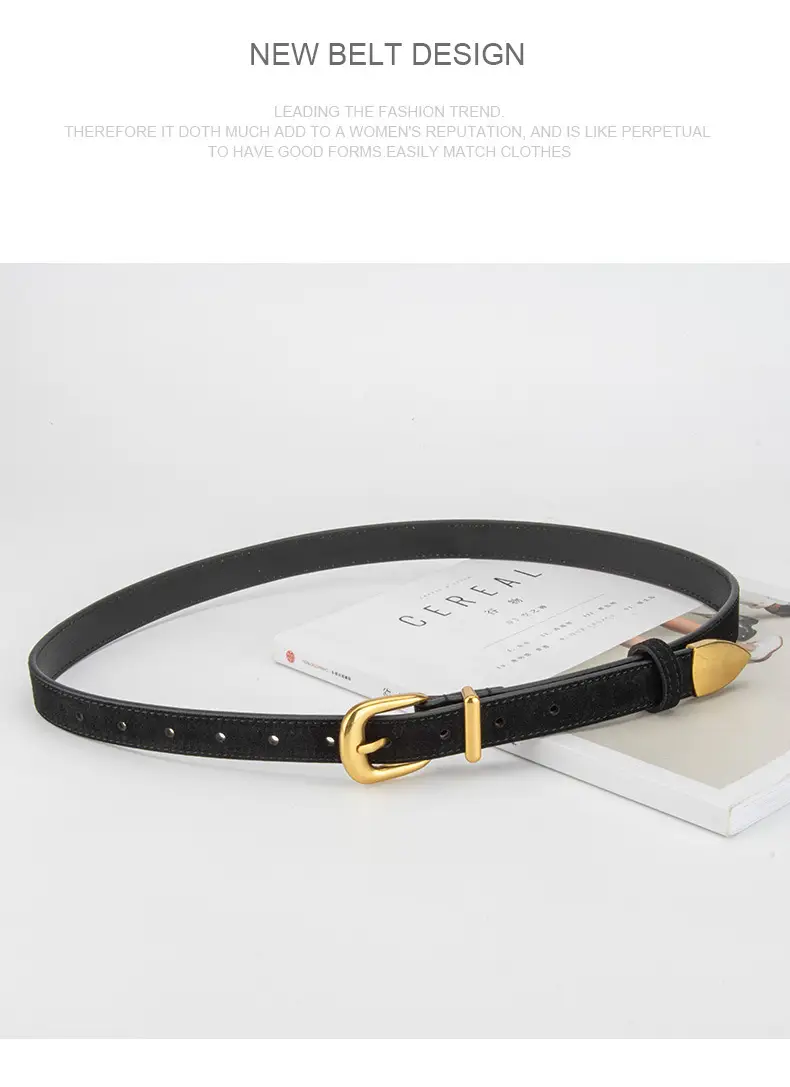 Frosted Velvet Women's Belt with Pin Buckle Red — feature 12