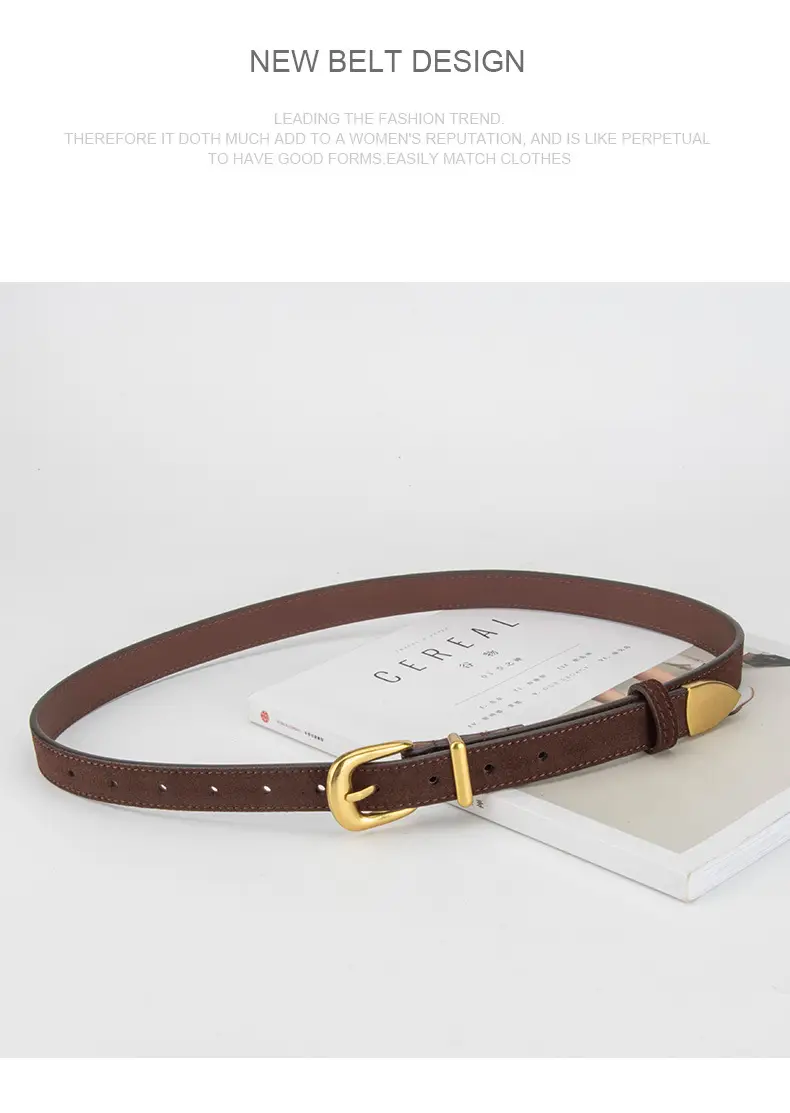 Frosted Velvet Women's Belt with Pin Buckle Red — feature 13