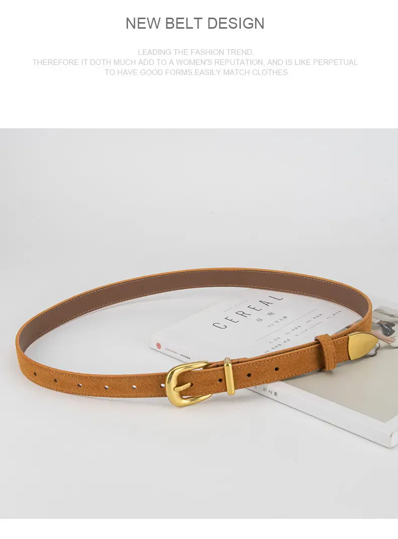 Frosted Velvet Women's Belt with Pin Buckle Red — feature 14