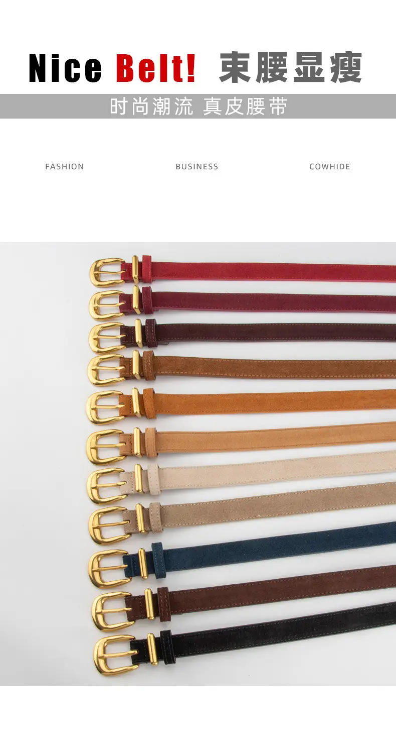 Frosted Velvet Women's Belt with Pin Buckle Red — feature 3