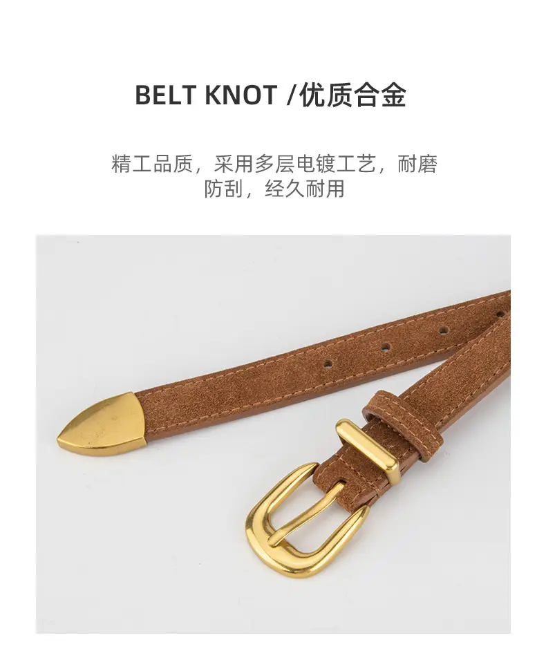 Frosted Velvet Women's Belt with Pin Buckle Red — feature 6