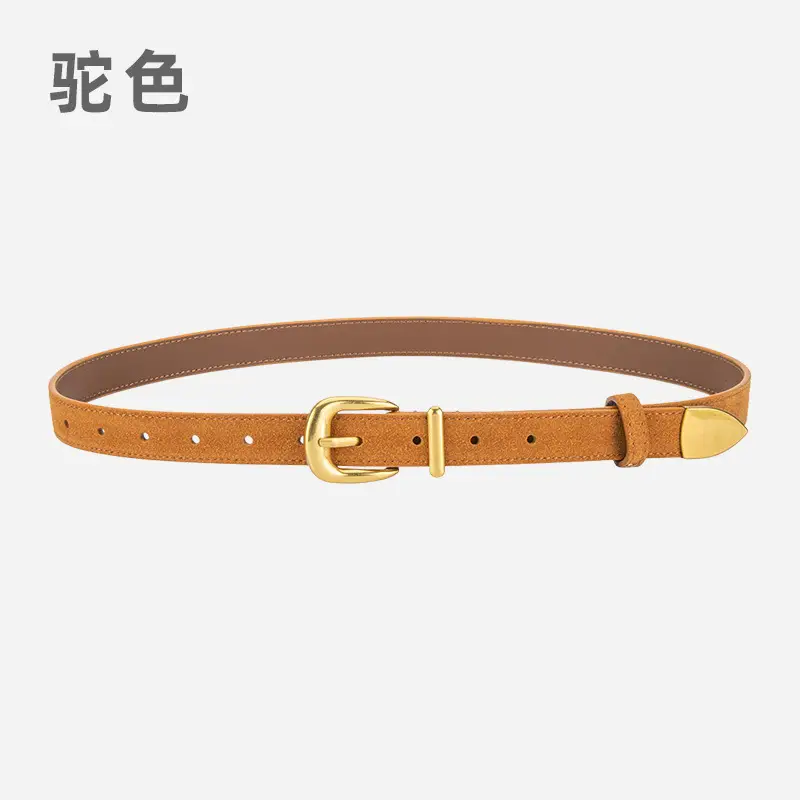 Frosted Velvet Women's Belt with Pin Buckle Red - Image 10