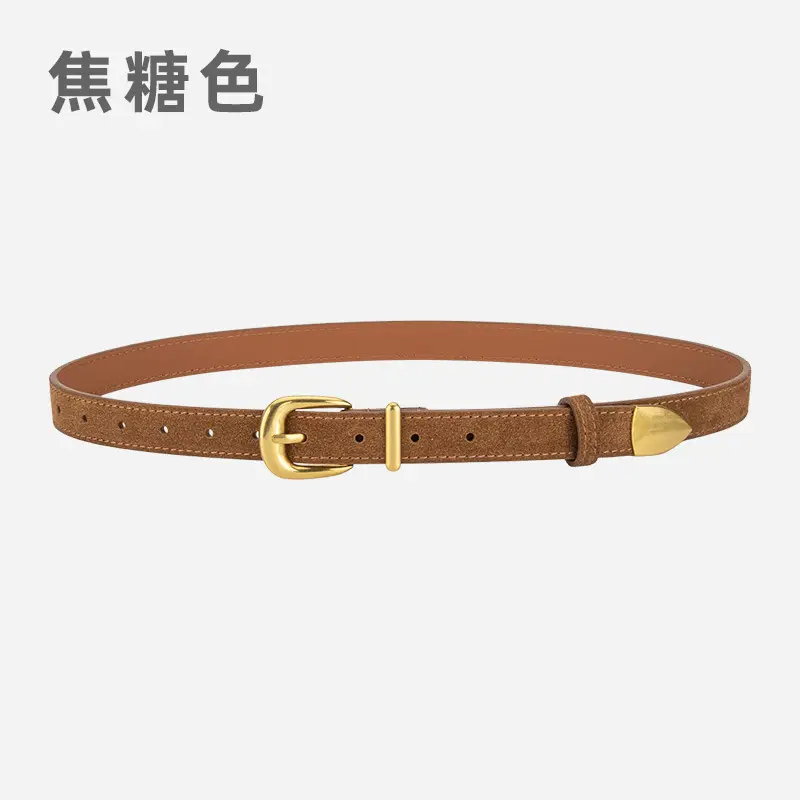 Frosted Velvet Women's Belt with Pin Buckle Red - Image 3