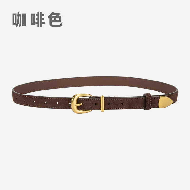Frosted Velvet Women's Belt with Pin Buckle Red - Image 5