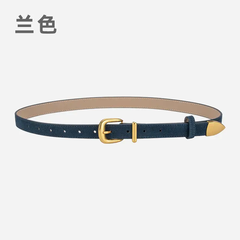 Frosted Velvet Women's Belt with Pin Buckle Red - Image 6