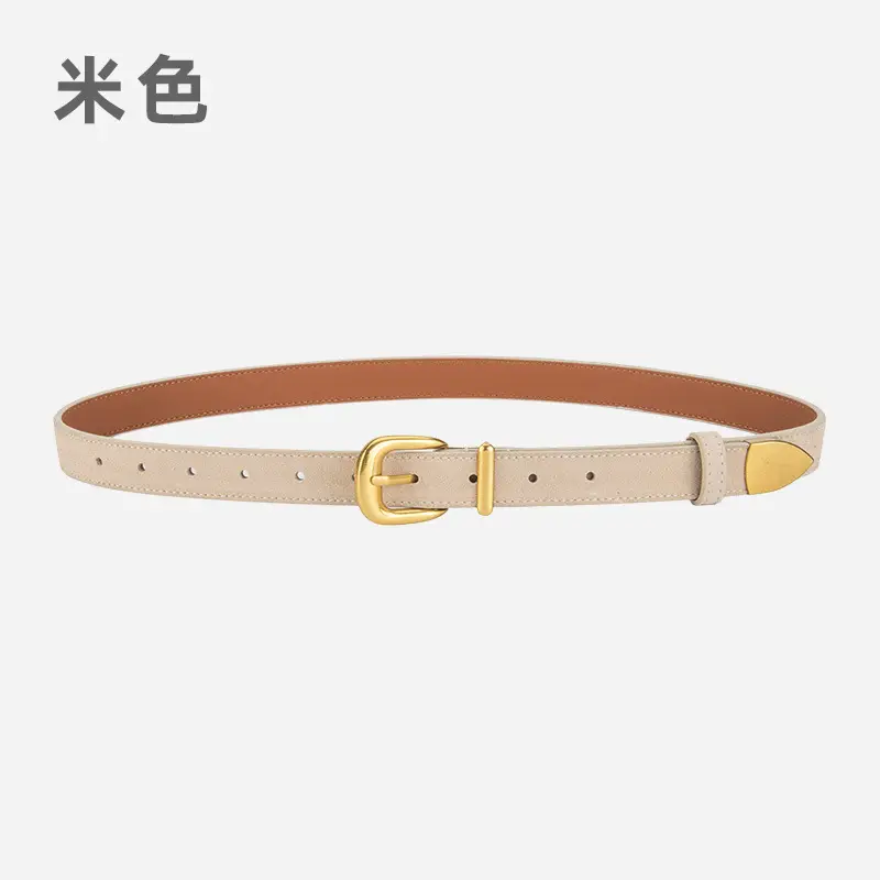 Frosted Velvet Women's Belt with Pin Buckle Red - Image 7