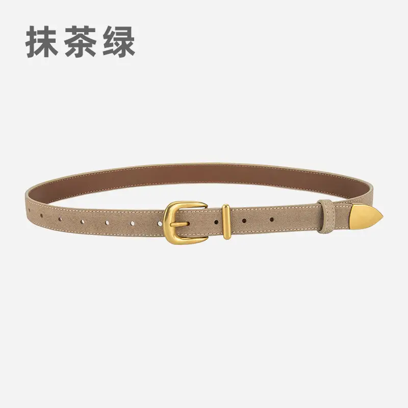 Frosted Velvet Women's Belt with Pin Buckle Red - Image 8