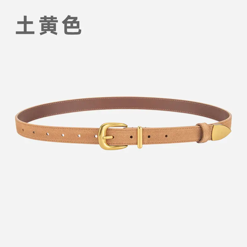 Frosted Velvet Women's Belt with Pin Buckle Red - Image 9