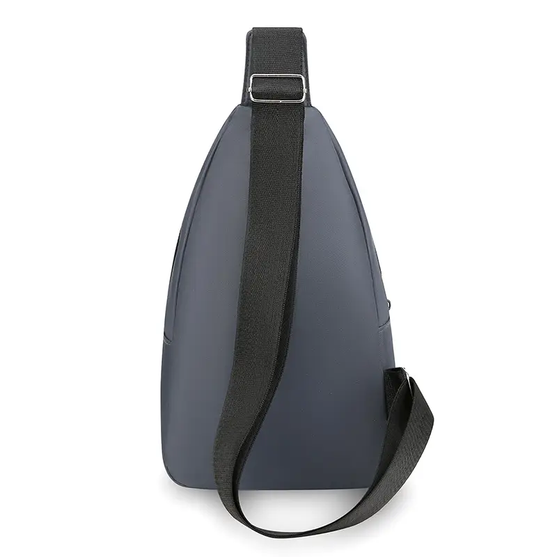 Men's Black Oxford Crossbody Bag with Zipper Pocket