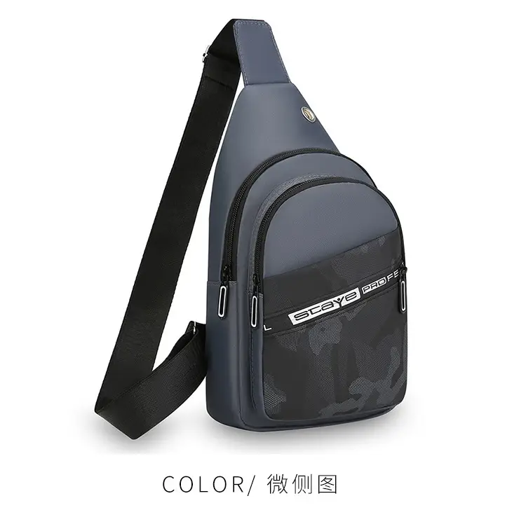 Men's Black Oxford Crossbody Bag with Zipper Pocket — feature 10