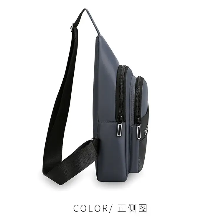 Men's Black Oxford Crossbody Bag with Zipper Pocket — feature 11