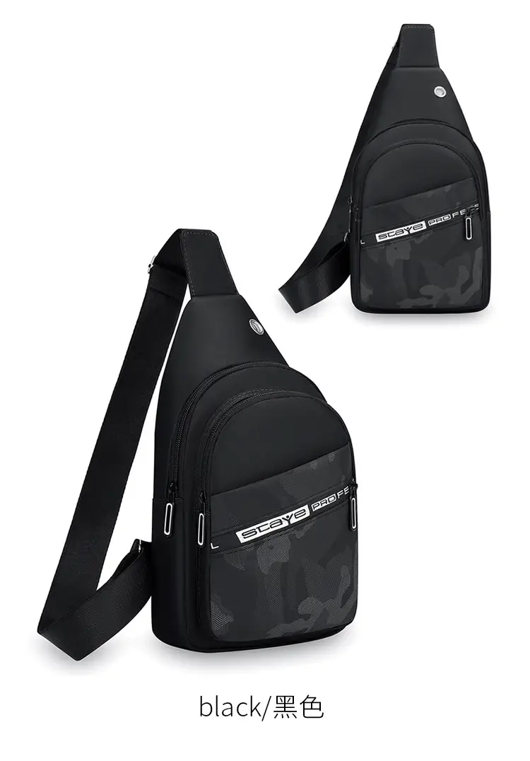 Men's Black Oxford Crossbody Bag with Zipper Pocket — feature 16