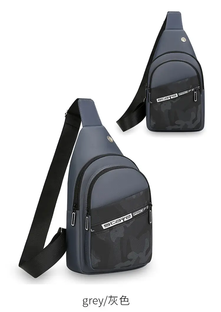 Men's Black Oxford Crossbody Bag with Zipper Pocket — feature 17