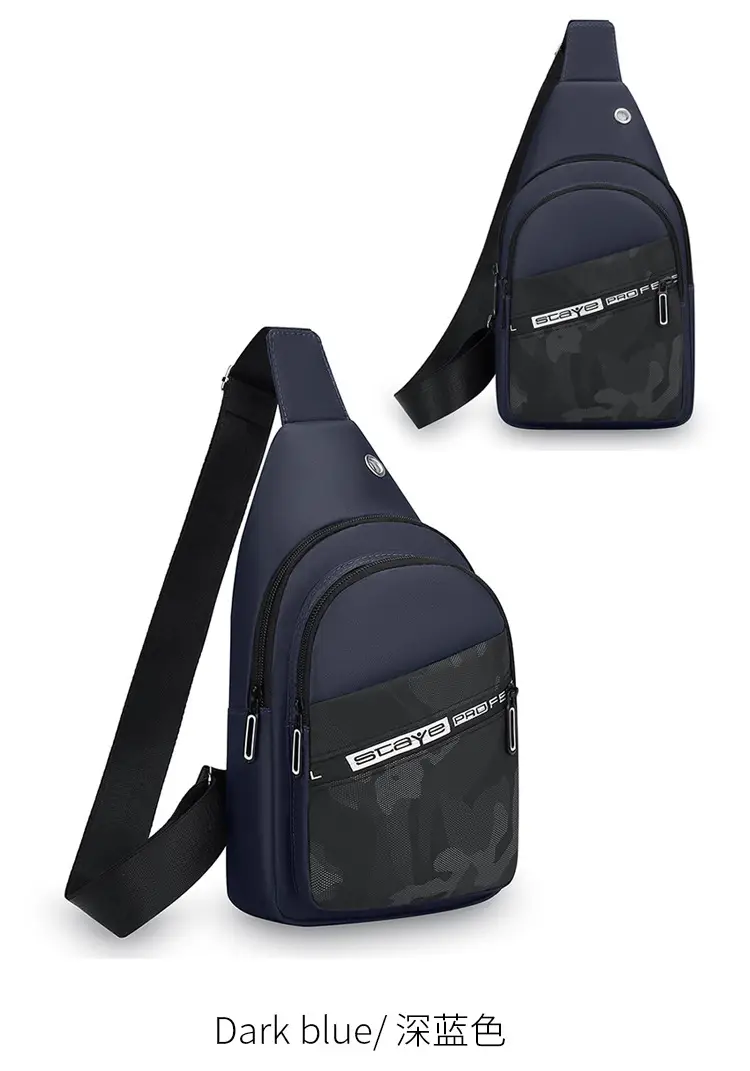 Men's Black Oxford Crossbody Bag with Zipper Pocket — feature 18
