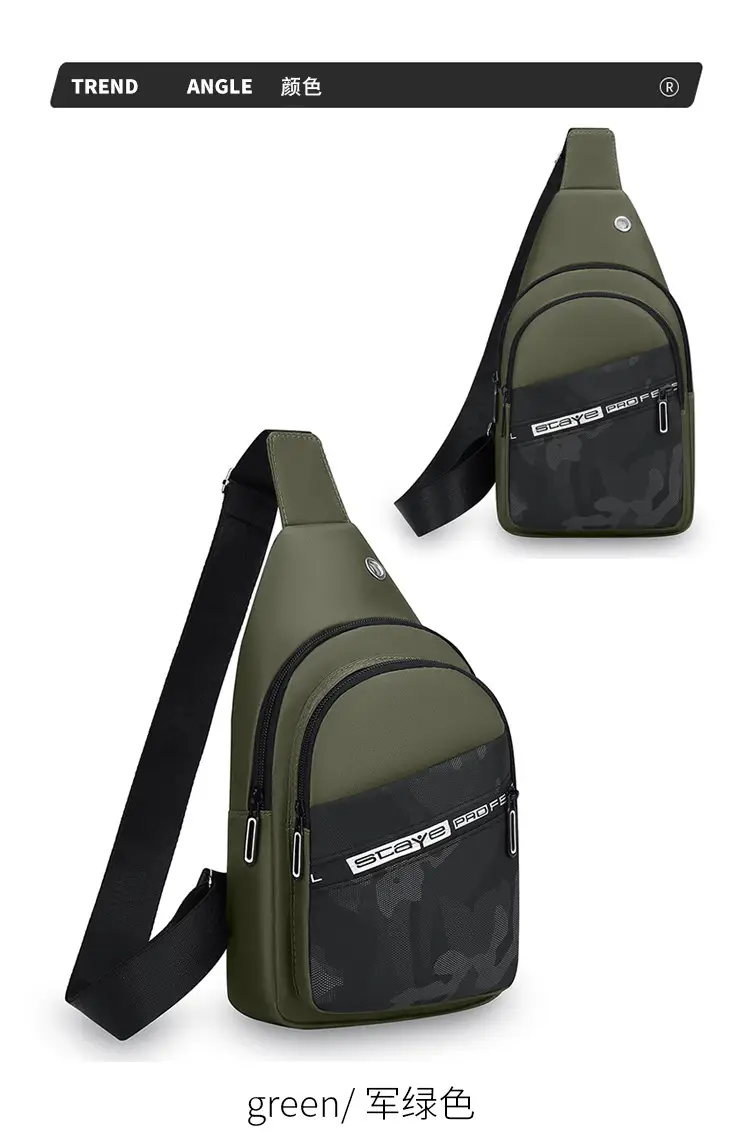 Men's Black Oxford Crossbody Bag with Zipper Pocket — feature 19
