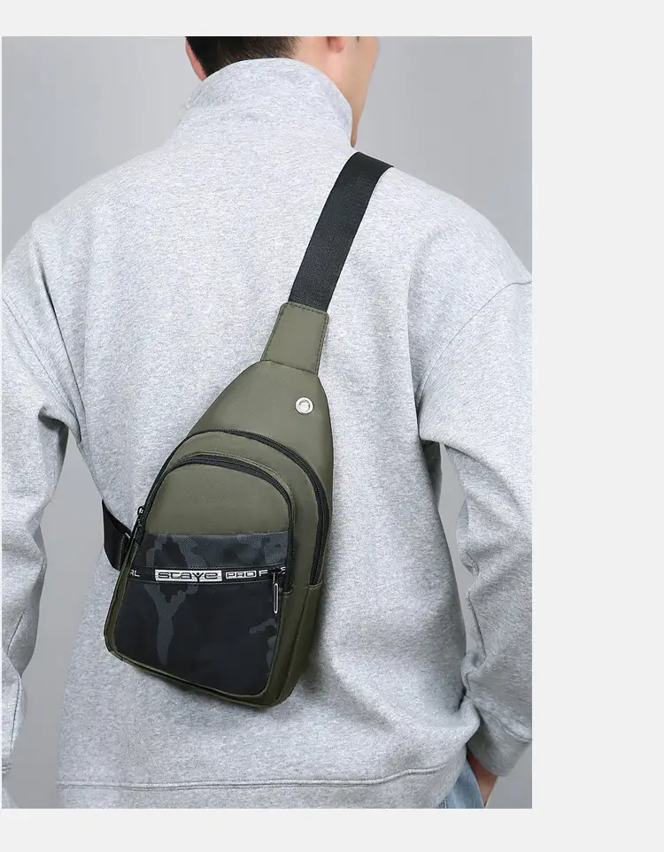 Men's Black Oxford Crossbody Bag with Zipper Pocket — feature 20