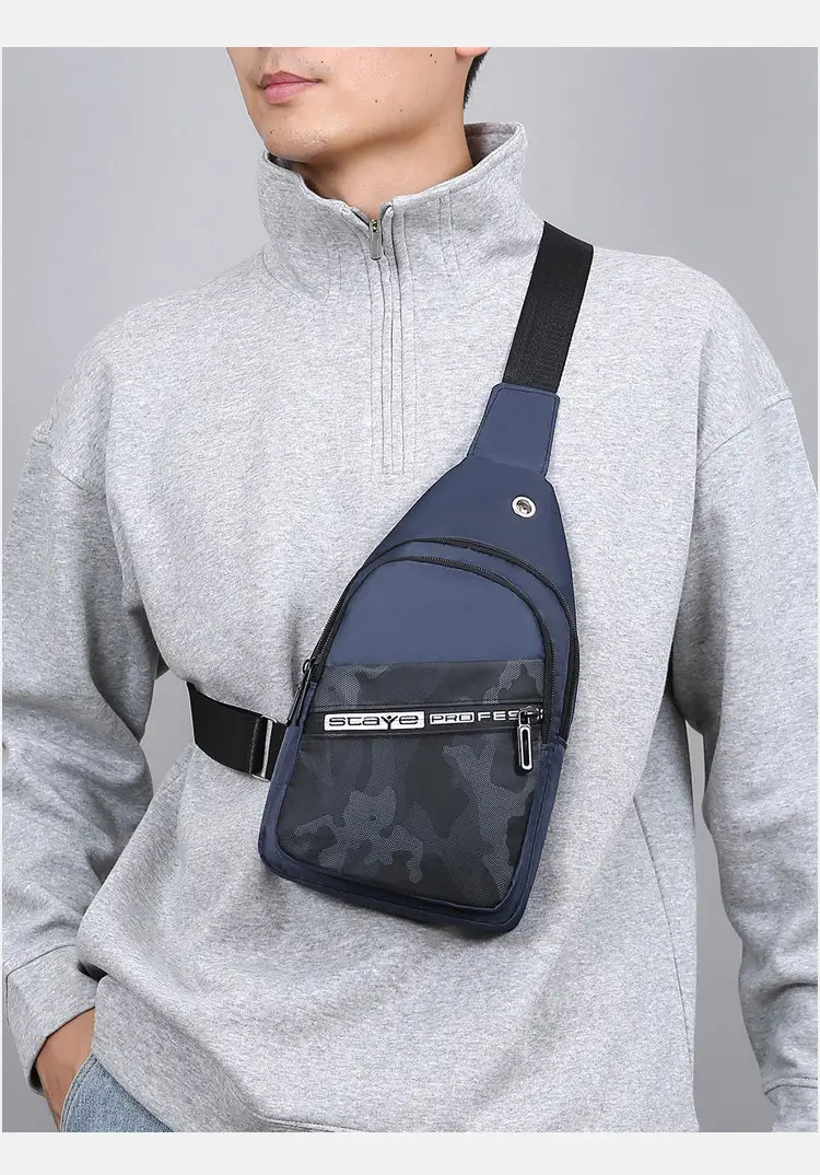 Men's Black Oxford Crossbody Bag with Zipper Pocket — feature 23