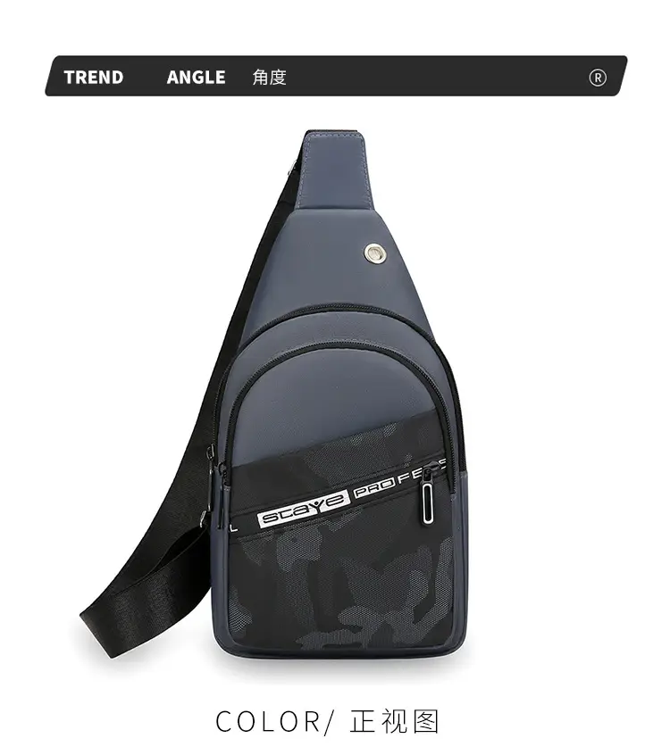 Men's Black Oxford Crossbody Bag with Zipper Pocket — feature 9