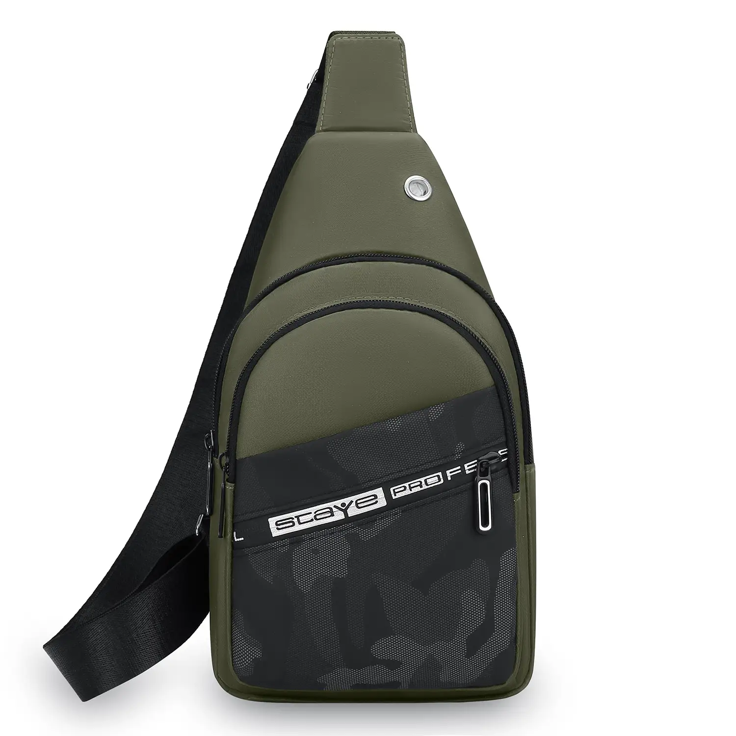 Men's Black Oxford Crossbody Bag with Zipper Pocket
