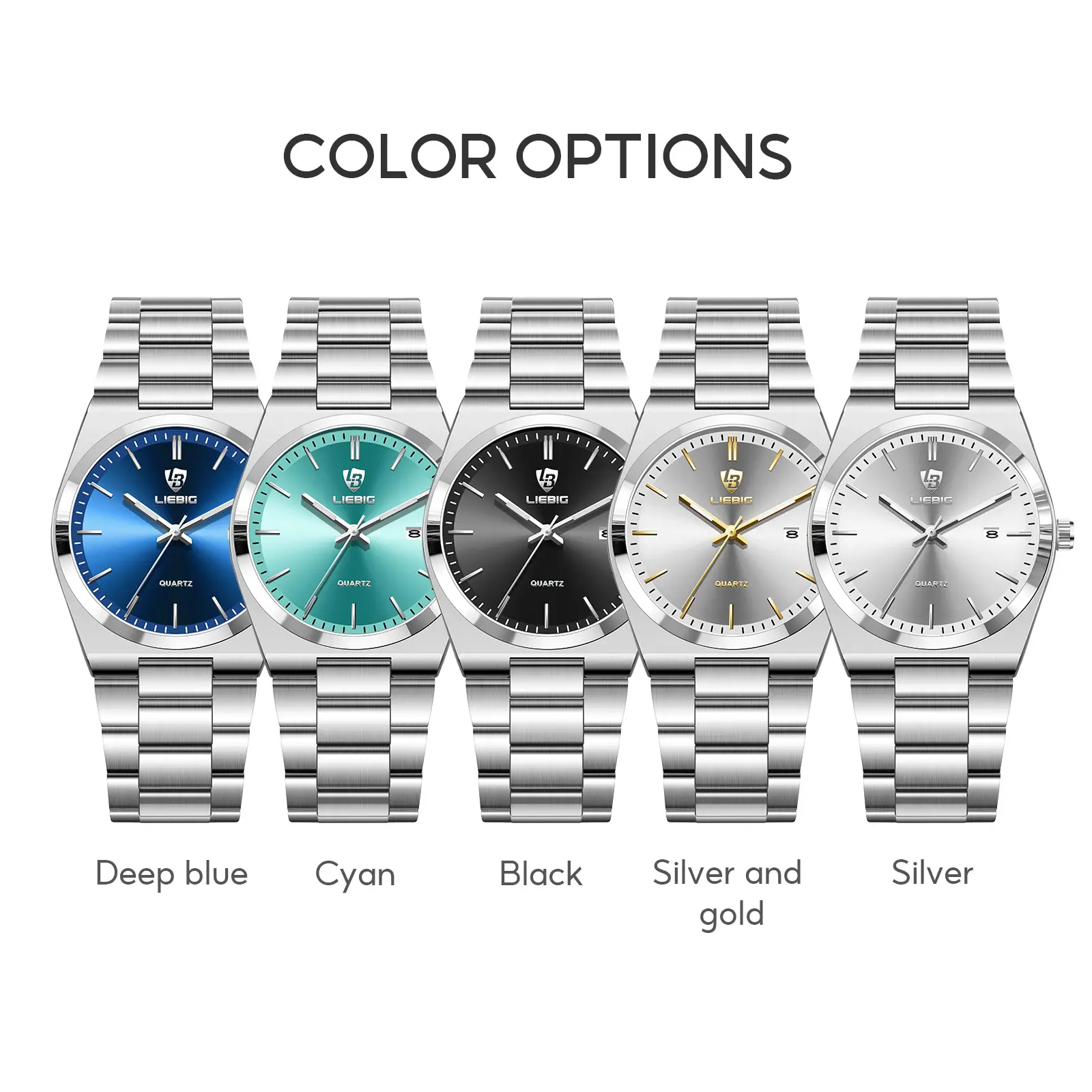 Stainless Steel Waterproof Men's Quartz Watch Blue Dial — feature 10