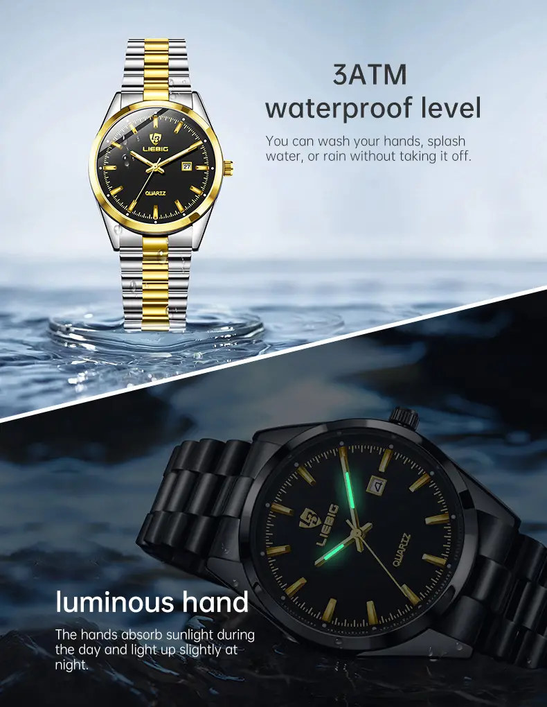 Stainless Steel Waterproof Men's Quartz Watch Blue Dial — feature 12