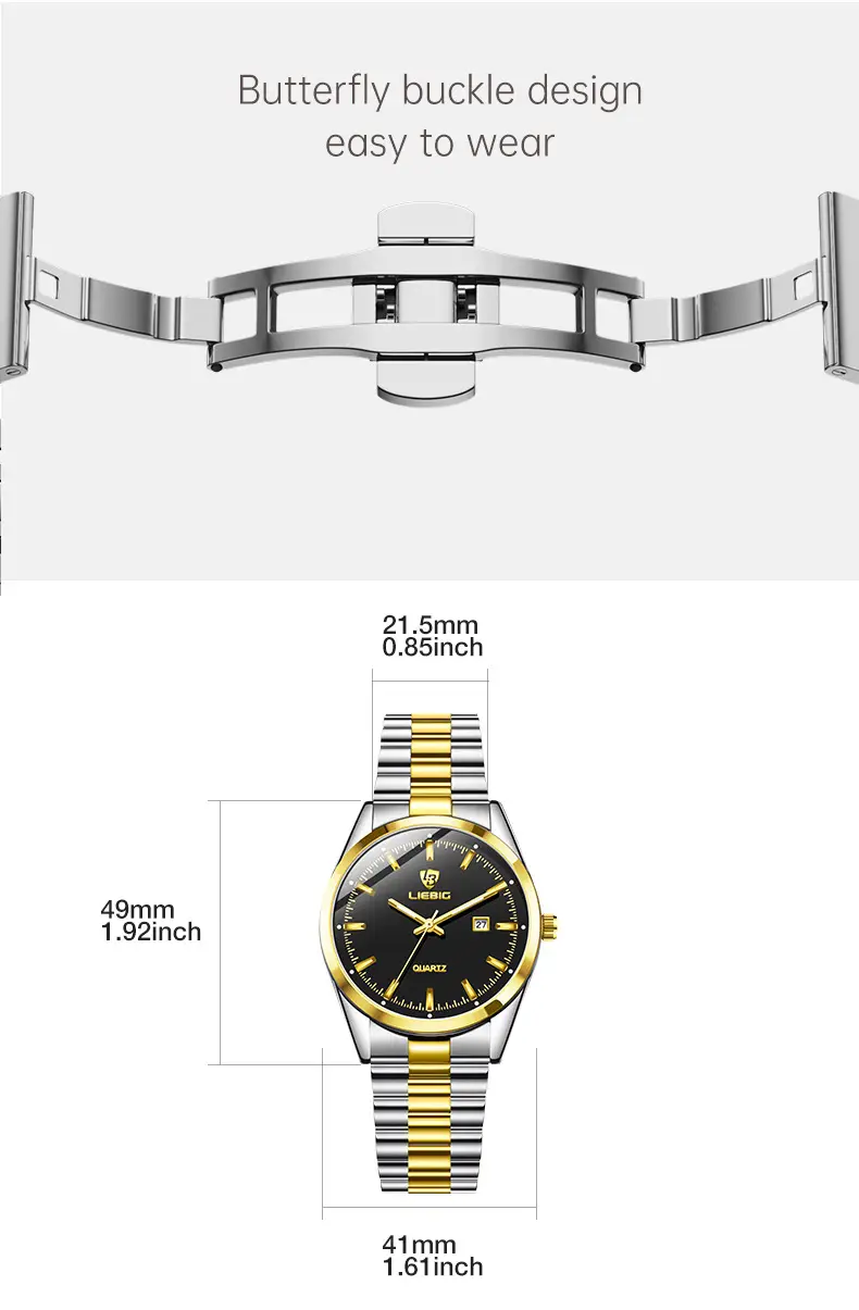 Stainless Steel Waterproof Men's Quartz Watch Blue Dial — feature 14