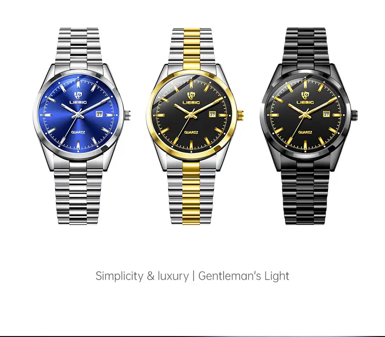 Stainless Steel Waterproof Men's Quartz Watch Blue Dial — feature 15