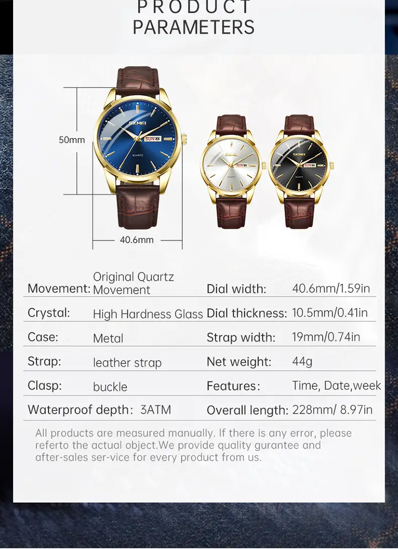 Stainless Steel Waterproof Men's Quartz Watch Blue Dial — feature 20