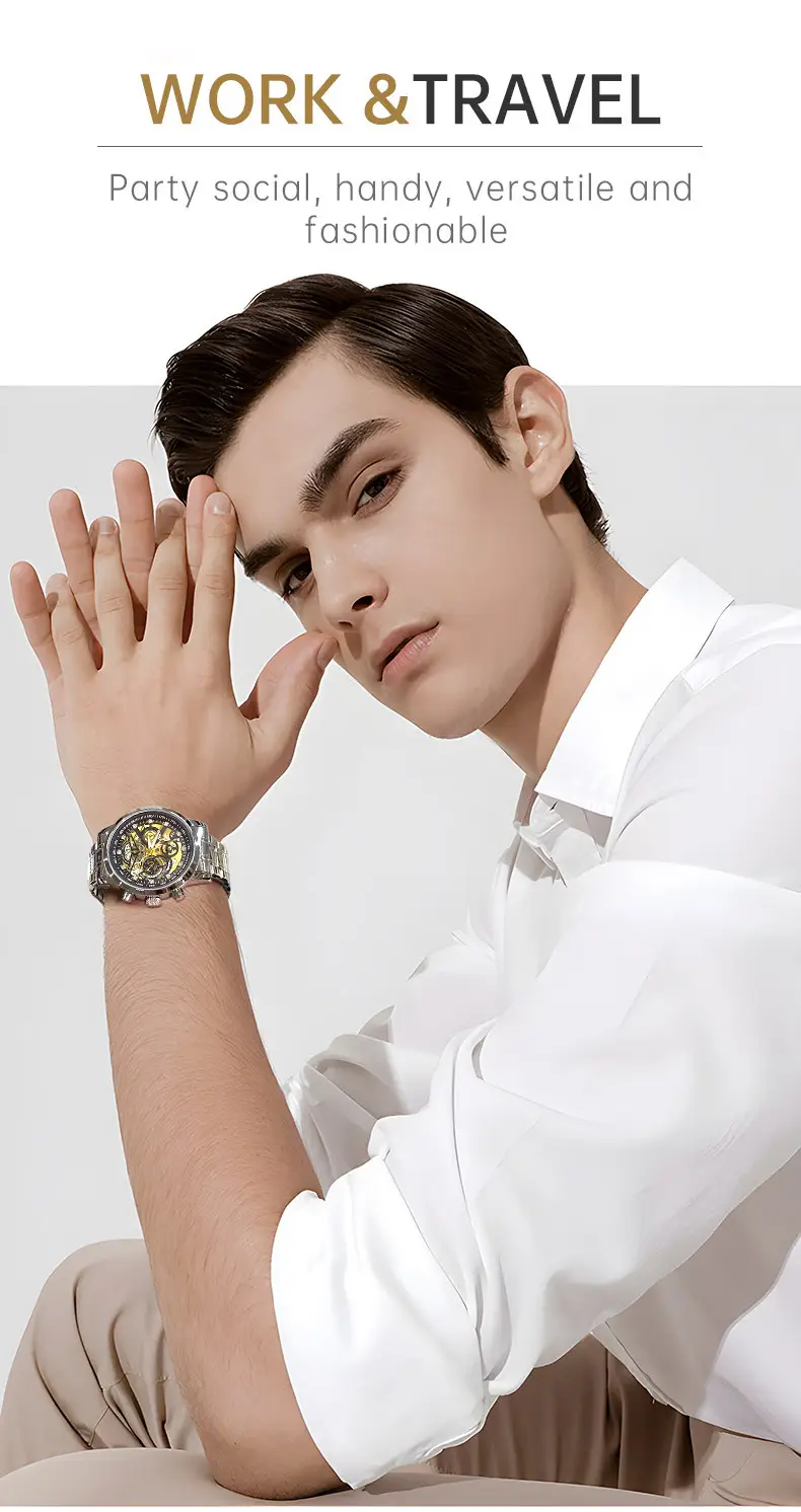 Stainless Steel Waterproof Men's Quartz Watch Blue Dial — feature 33