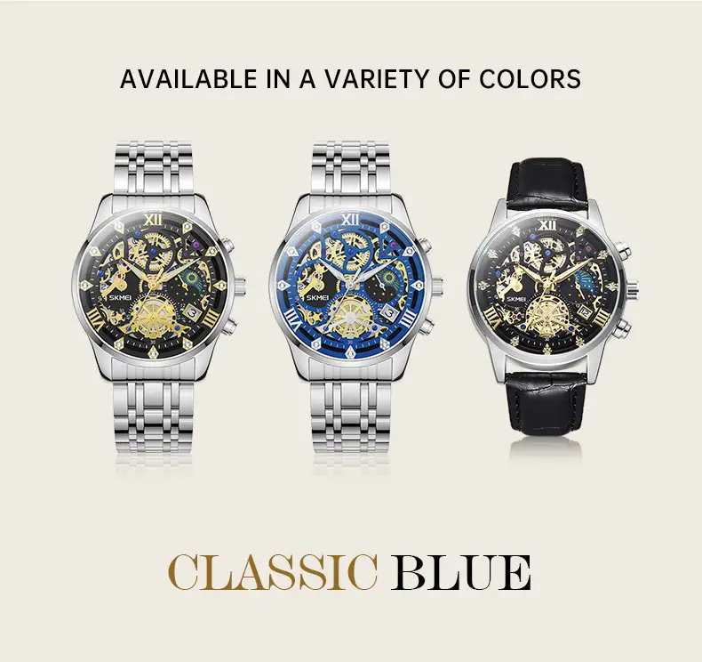 Stainless Steel Waterproof Men's Quartz Watch Blue Dial — feature 42