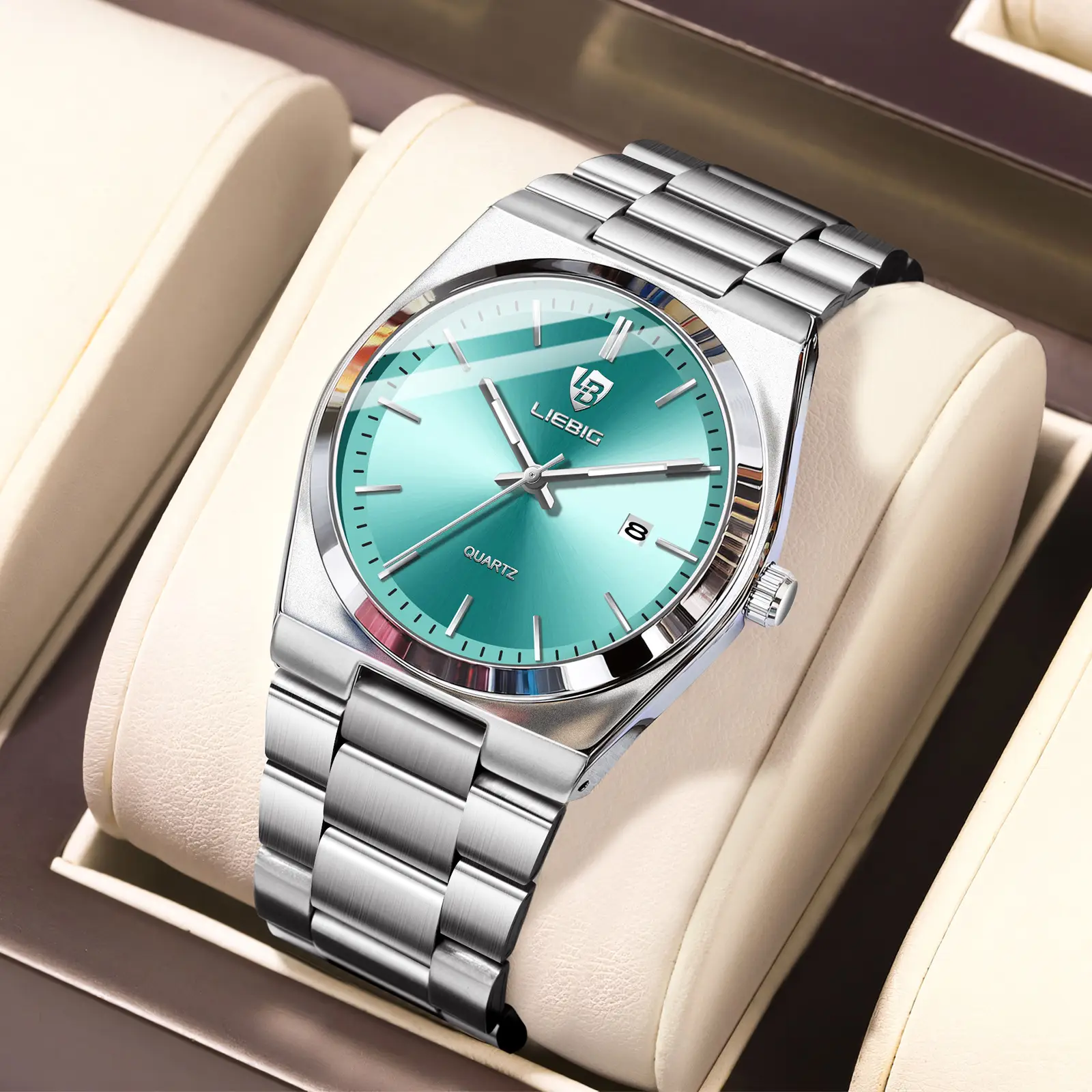 Stainless Steel Waterproof Men's Quartz Watch Blue Dial - Image 2