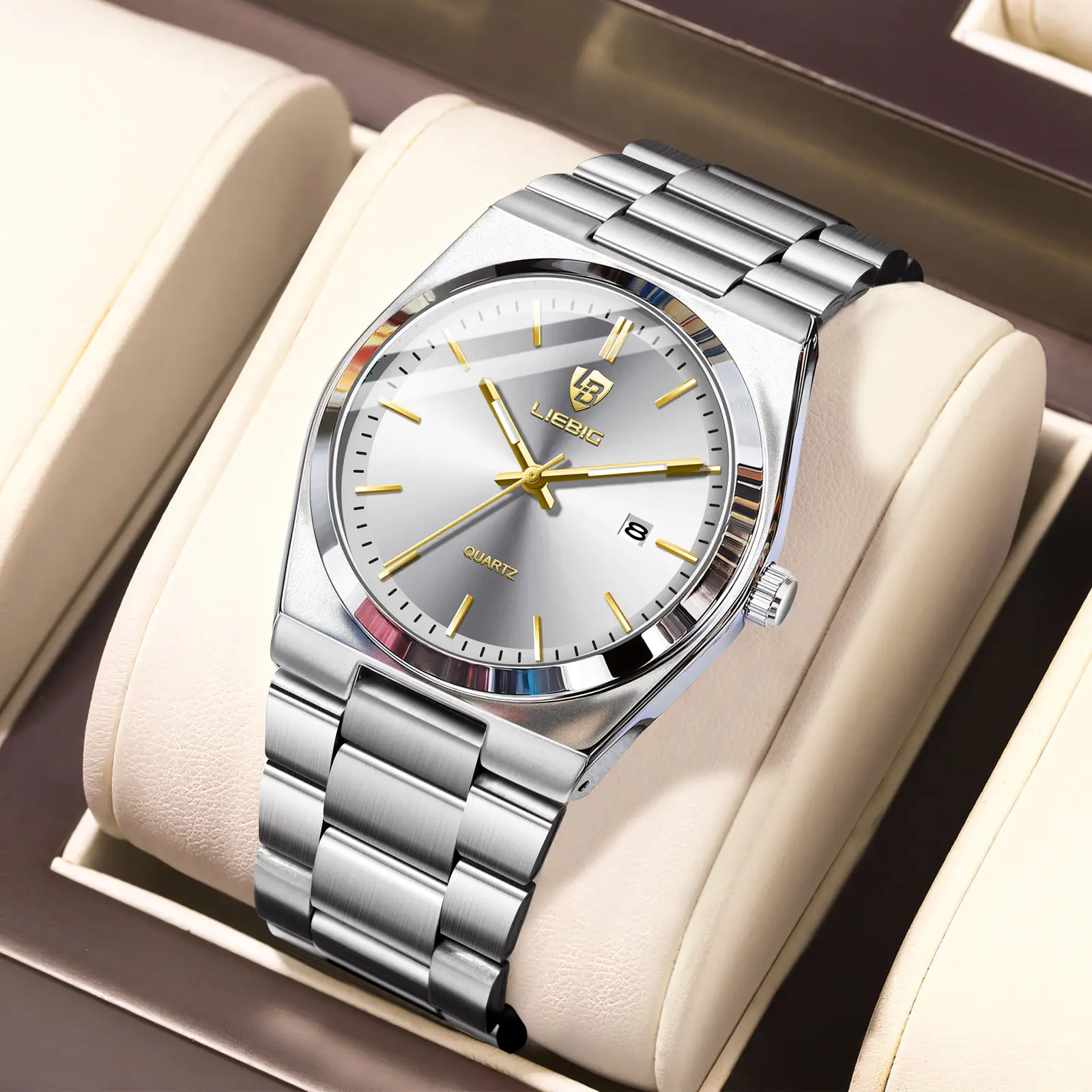 Stainless Steel Waterproof Men's Quartz Watch Blue Dial - Image 3