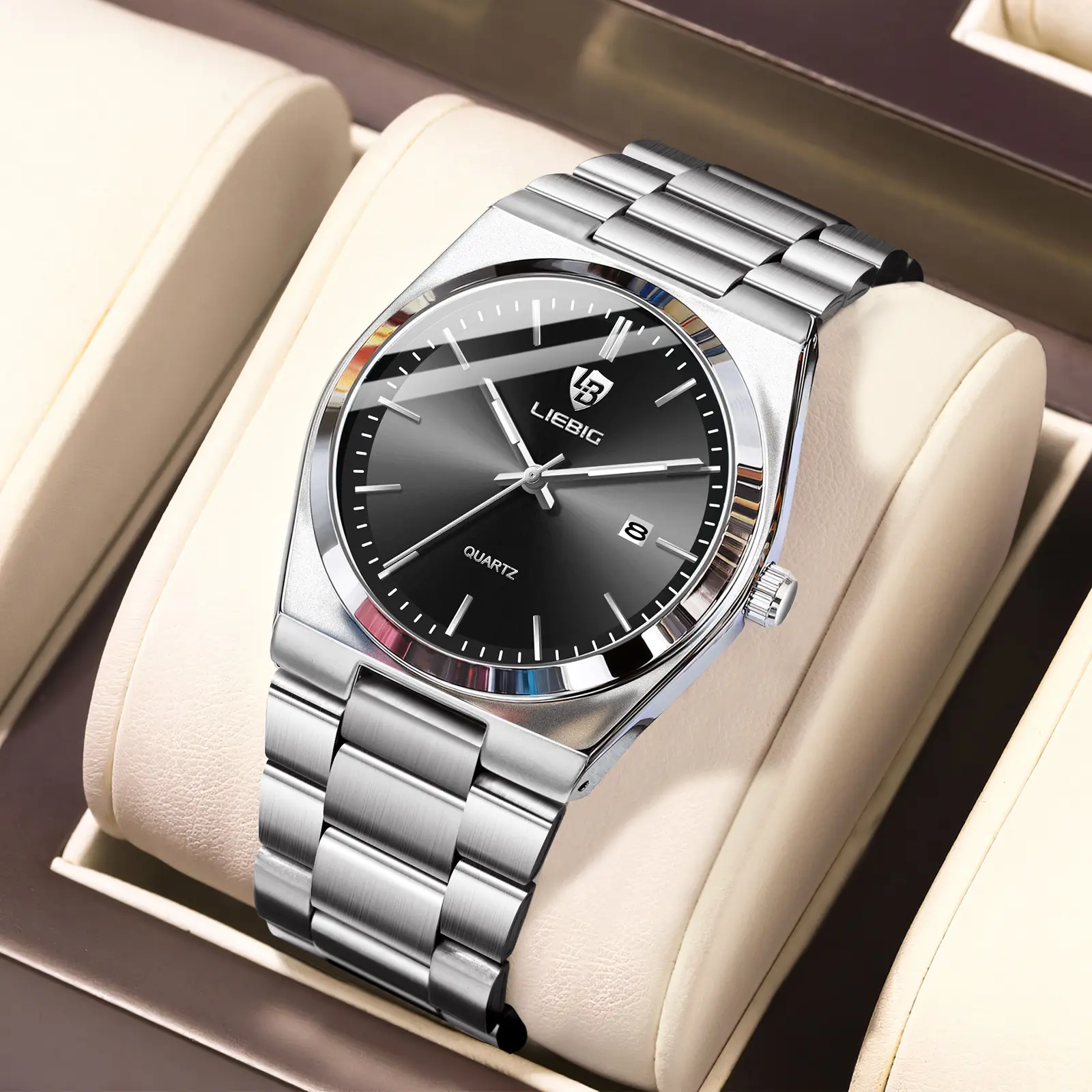 Stainless Steel Waterproof Men's Quartz Watch Blue Dial - Image 4