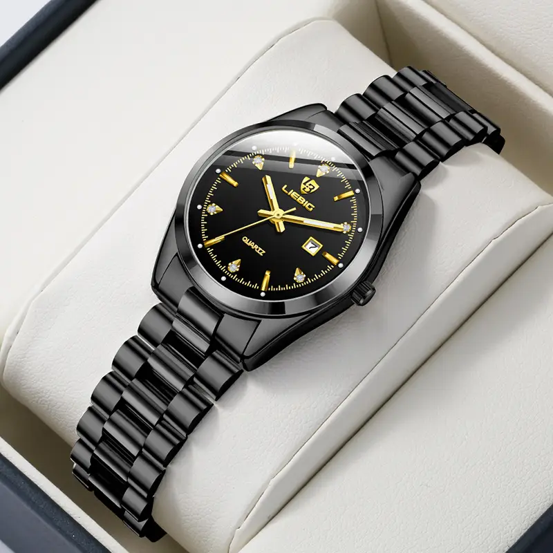 Stainless Steel Waterproof Men's Quartz Watch Blue Dial - Image 7