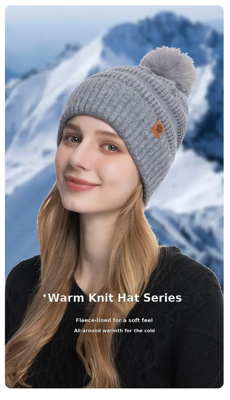 Black Wool Knit Hat with Gloves for Women Winter — feature 1