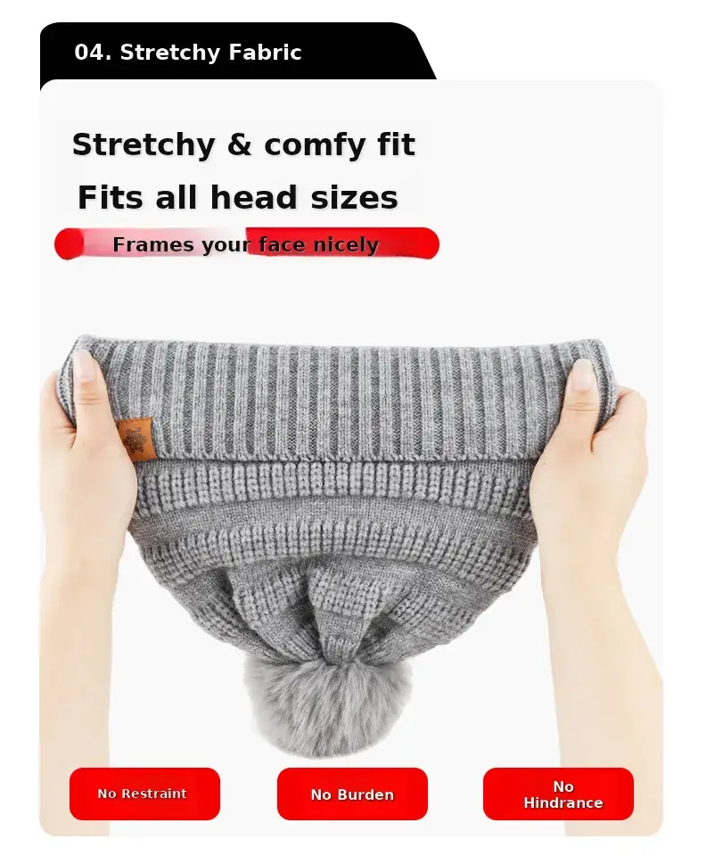 Black Wool Knit Hat with Gloves for Women Winter — feature 10