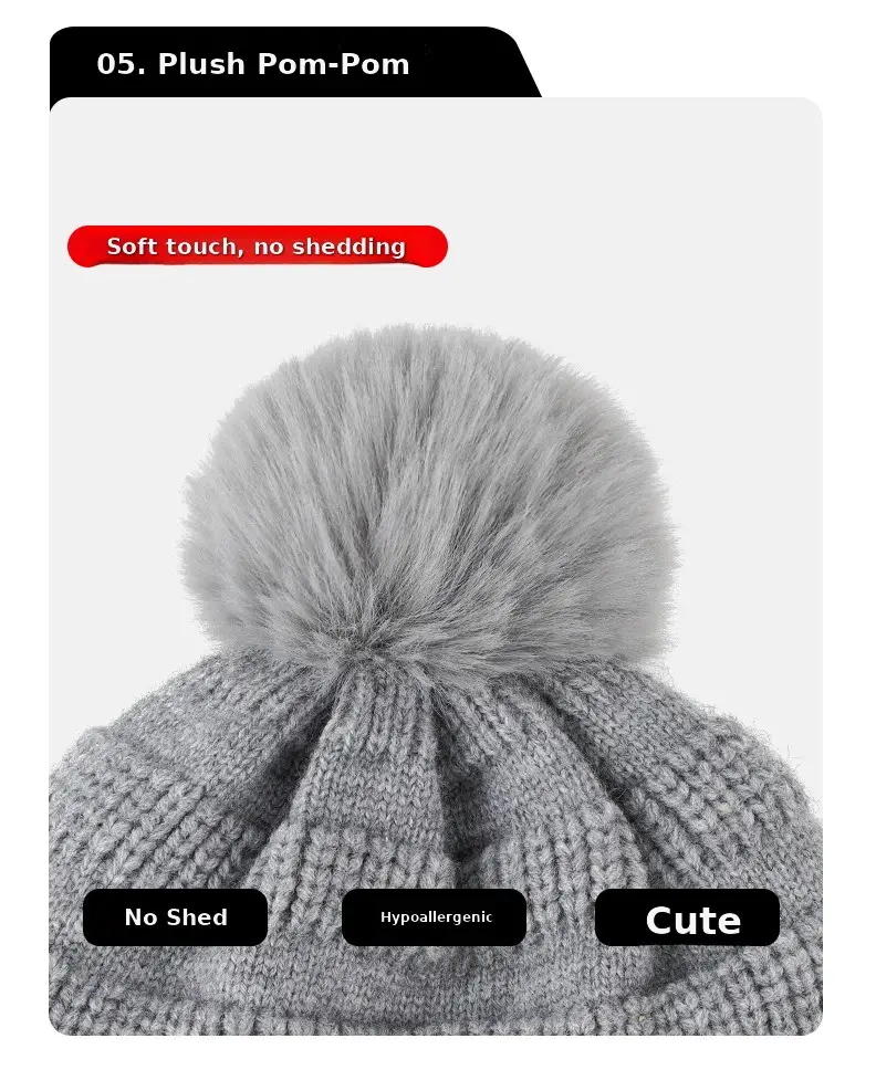 Black Wool Knit Hat with Gloves for Women Winter — feature 11