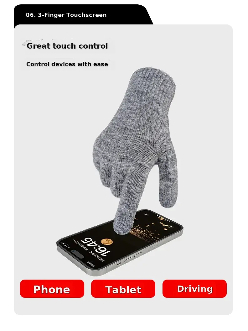 Black Wool Knit Hat with Gloves for Women Winter — feature 12