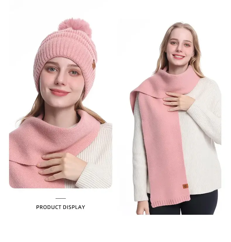 Black Wool Knit Hat with Gloves for Women Winter — feature 16