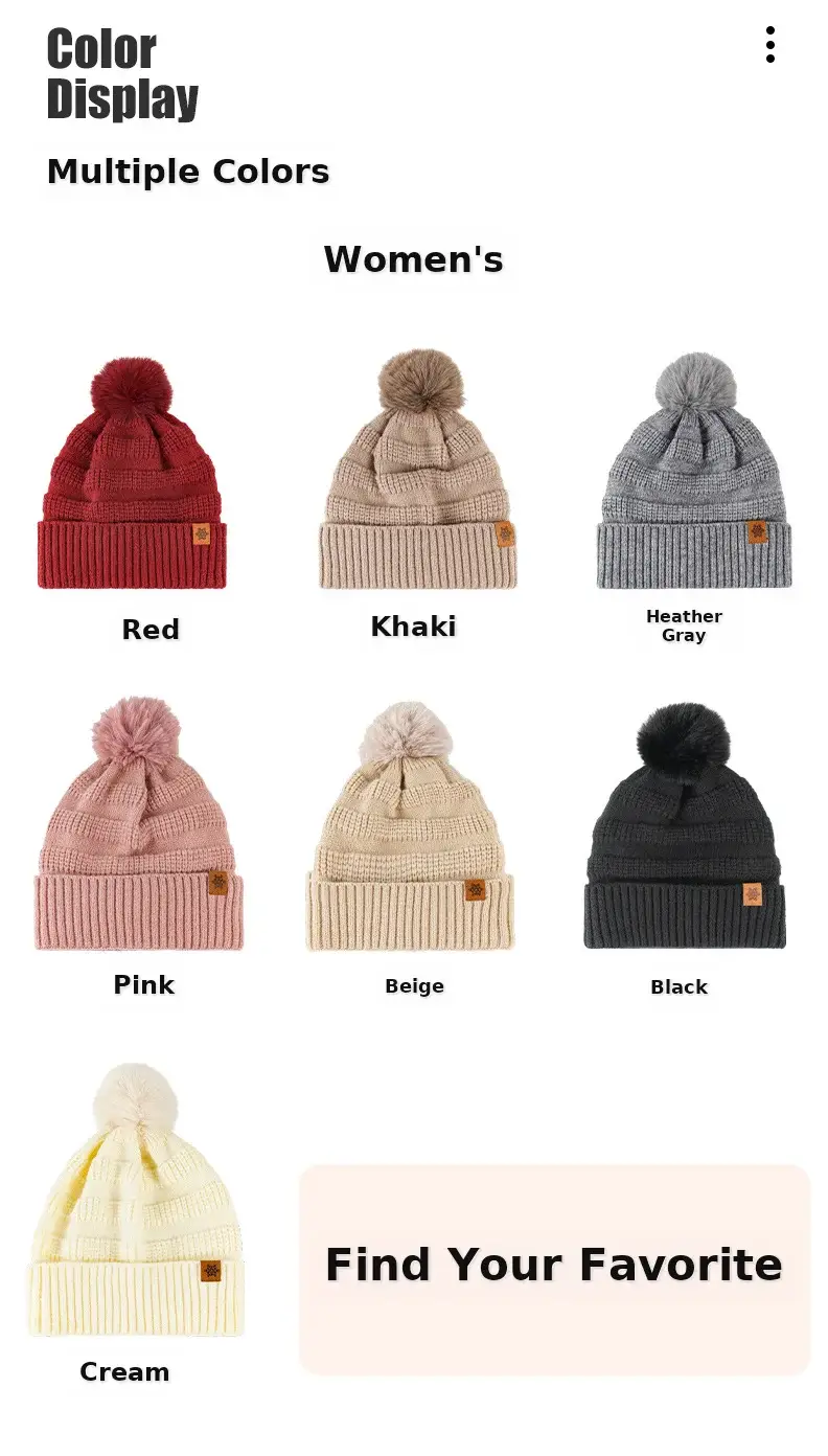 Black Wool Knit Hat with Gloves for Women Winter — feature 2